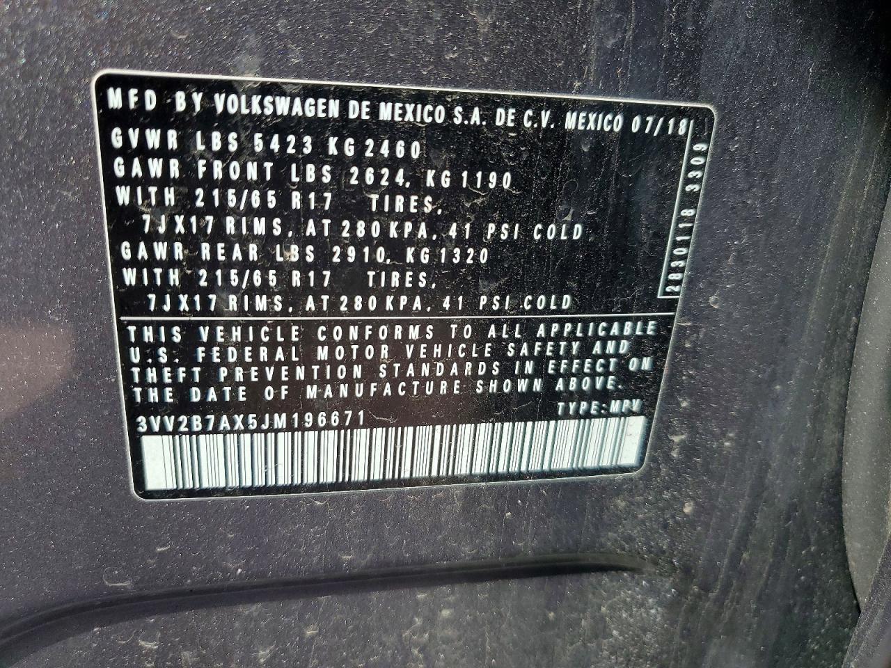 2018 VOLKSWAGEN TIGUAN