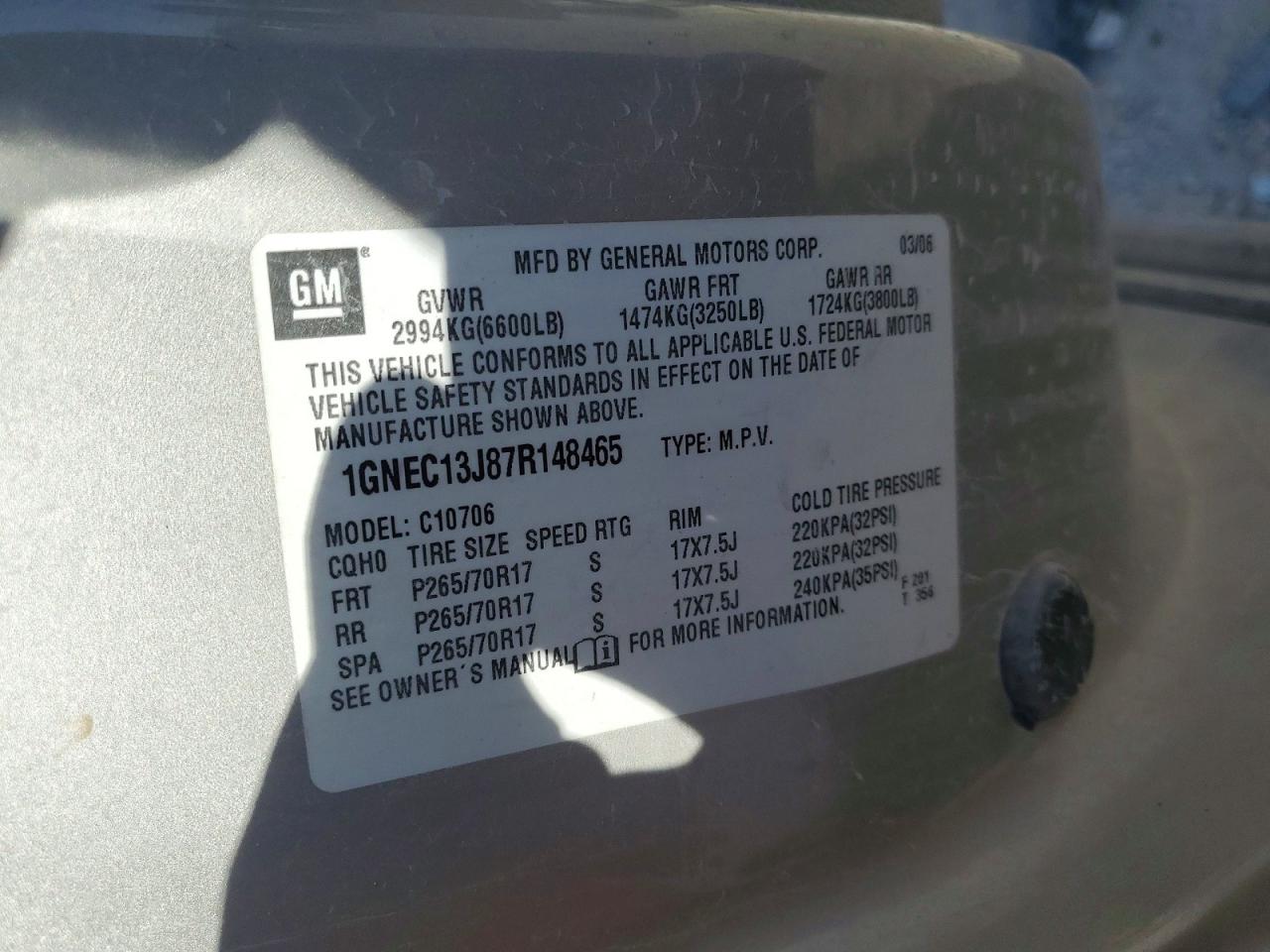 2007 CHEVROLET TAHOE