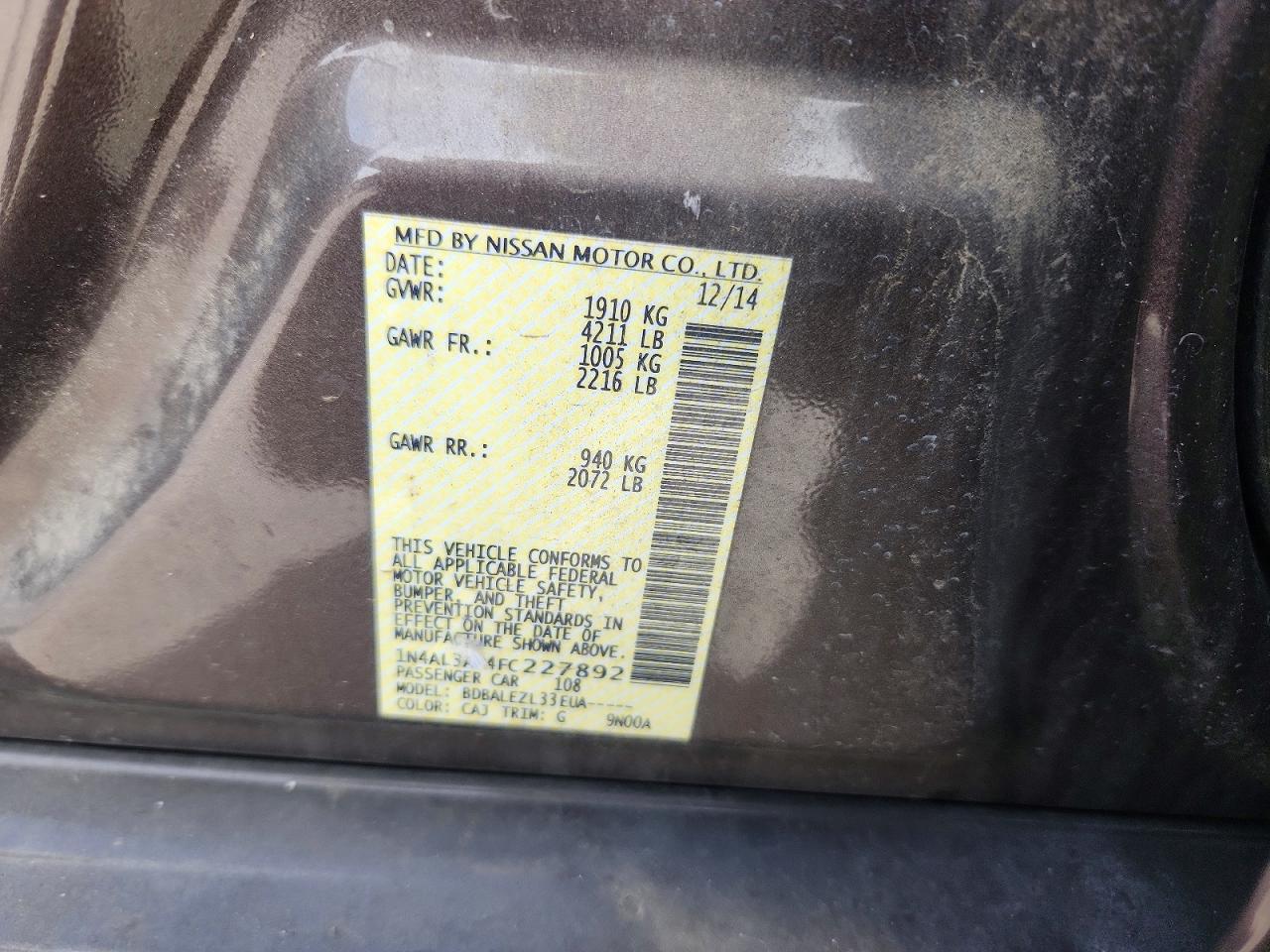 2015 NISSAN ALTIMA
