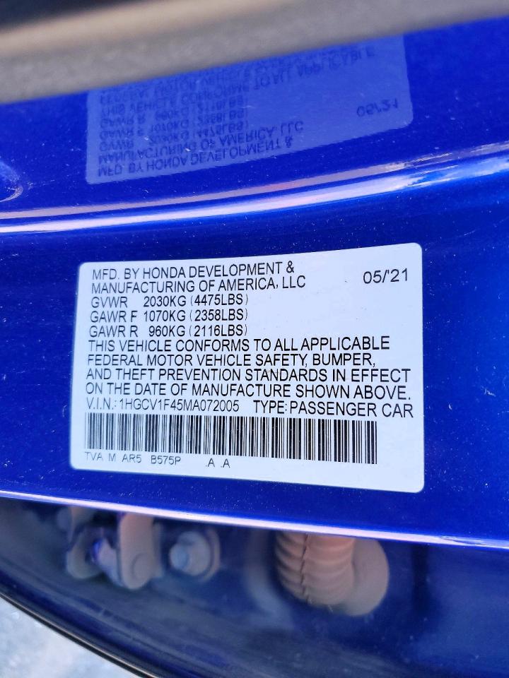 2021 HONDA ACCORD