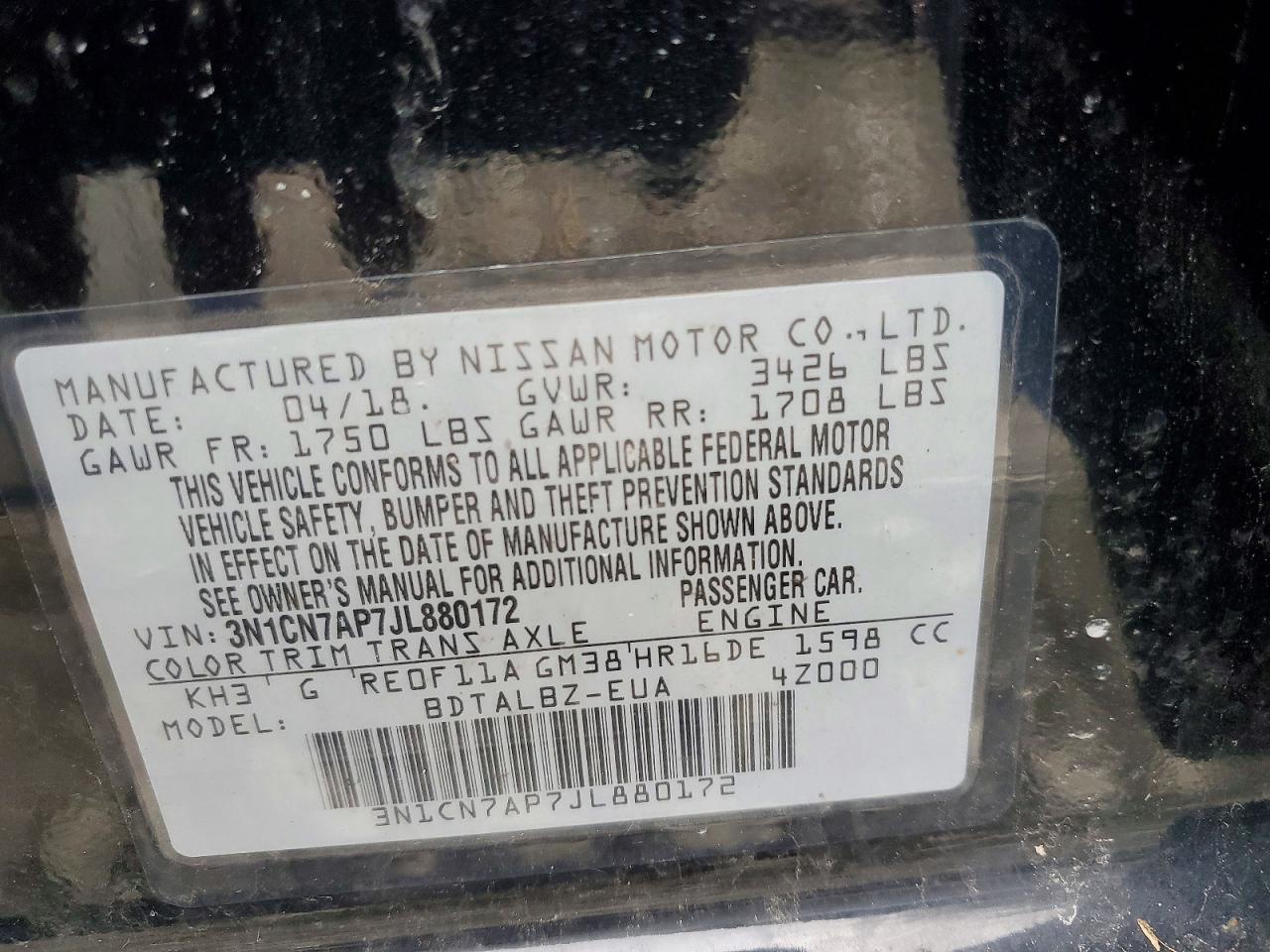 2018 NISSAN VERSA