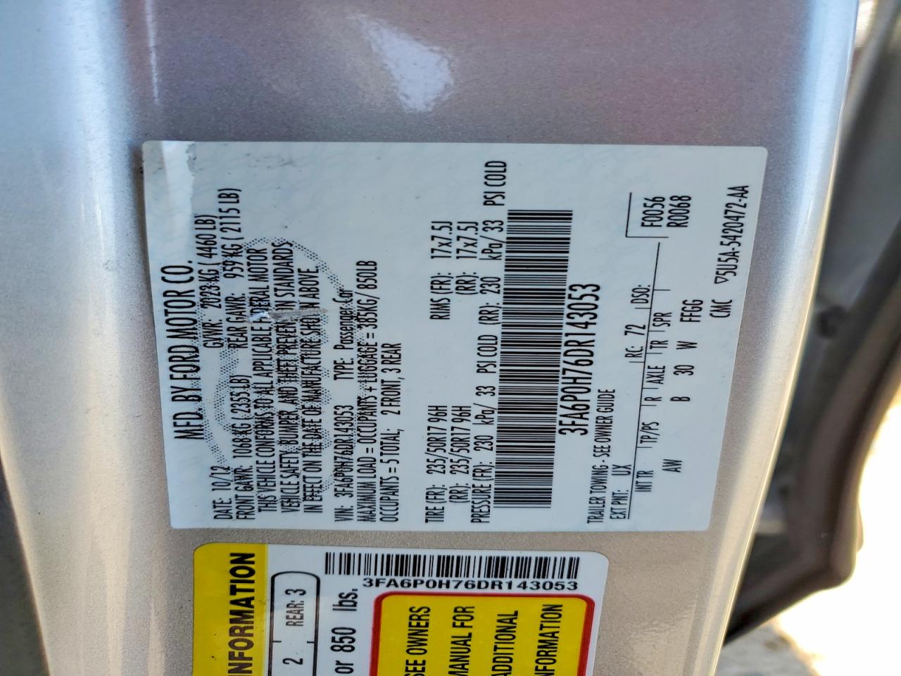 2013 FORD FUSION