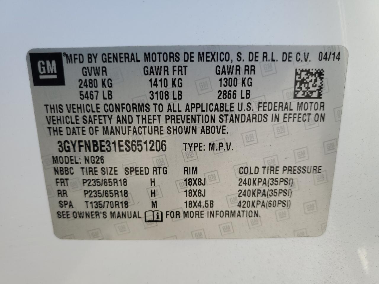 2014 CADILLAC SRX
