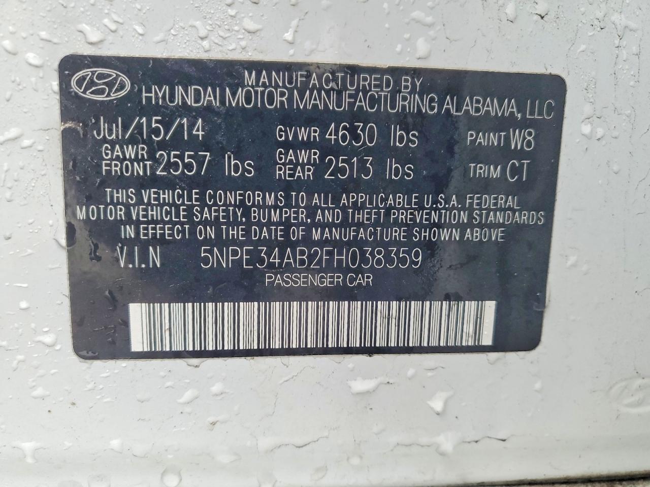 2015 HYUNDAI SONATA