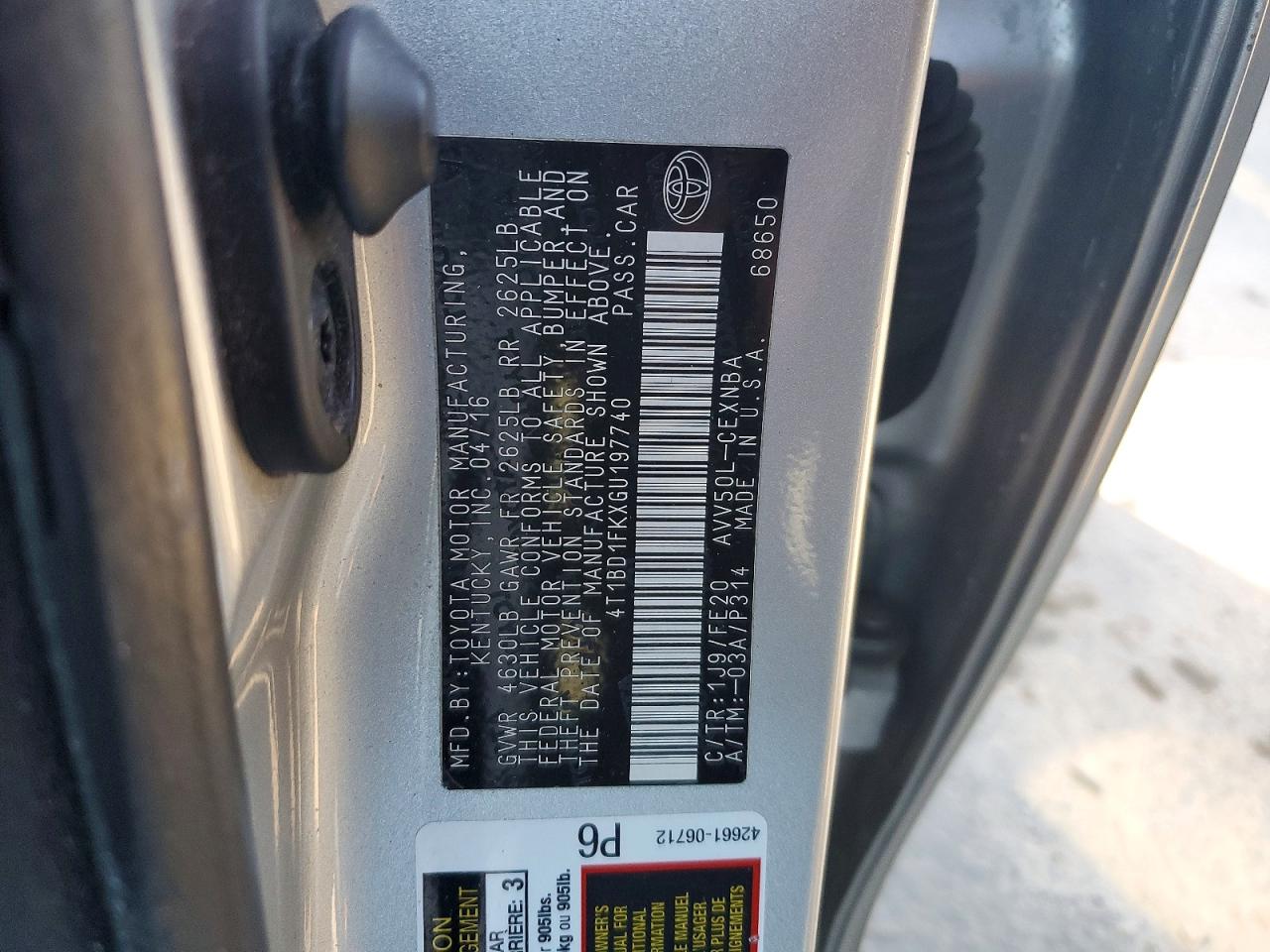2016 TOYOTA CAMRY