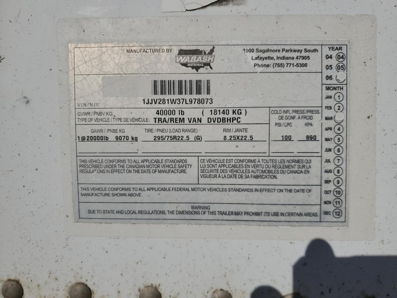 2007 WABA DRY VAN TR