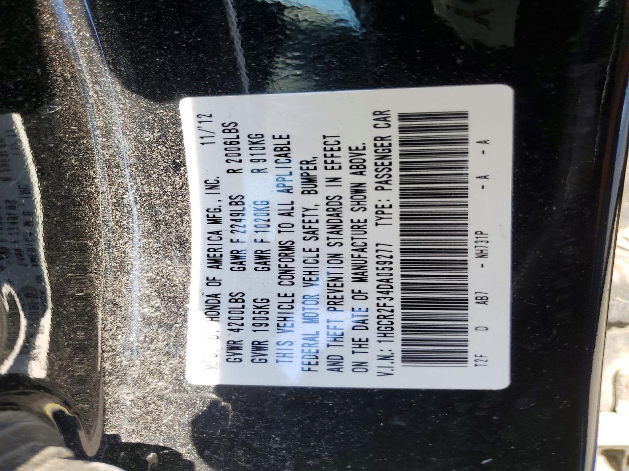 2013 HONDA ACCORD