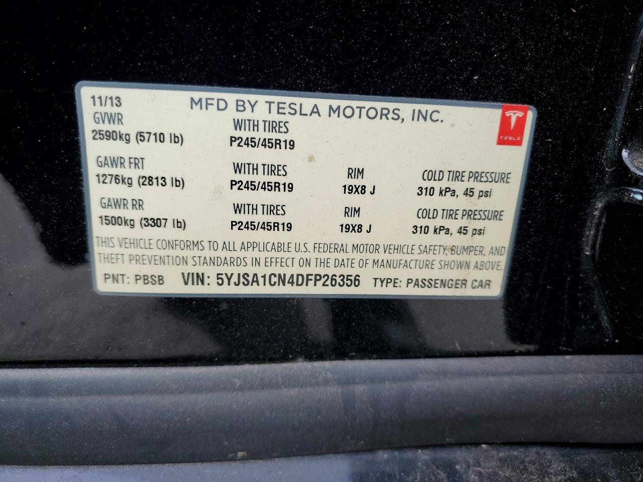 2013 TESLA MODEL S
