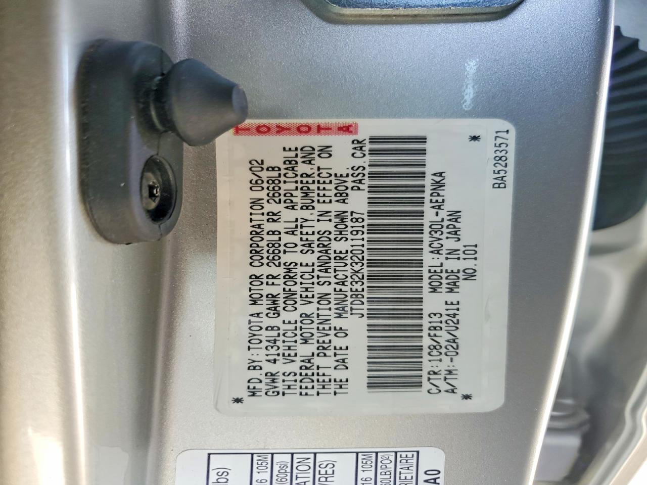 2002 TOYOTA CAMRY