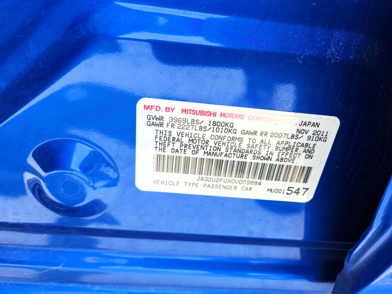 2012 MITSUBISHI LANCER