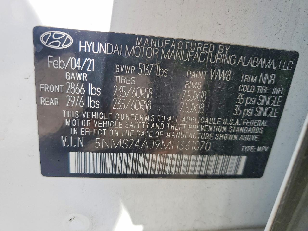 2021 HYUNDAI SANTA FE