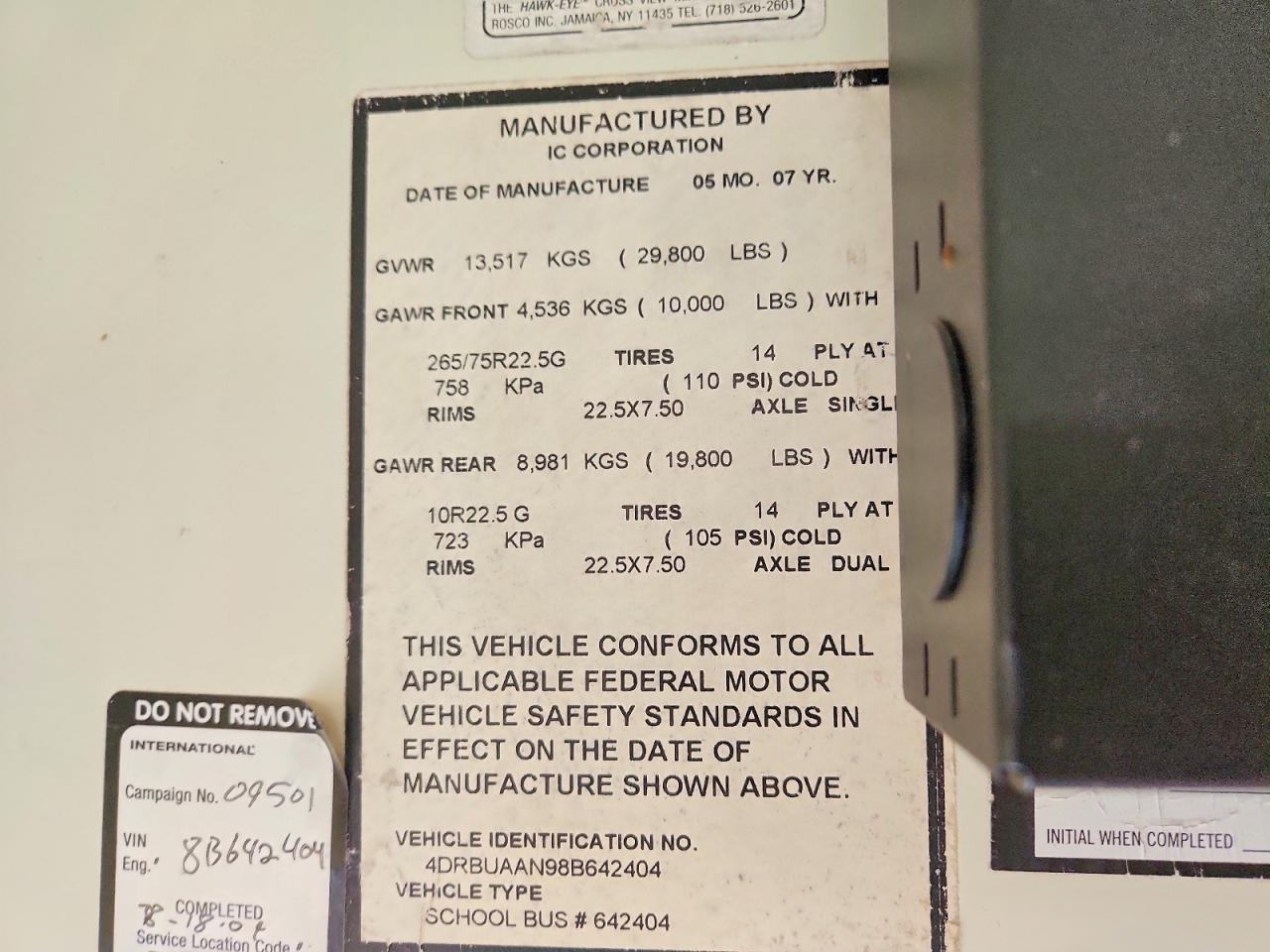 2008 IC CORPORATION CE SERIES