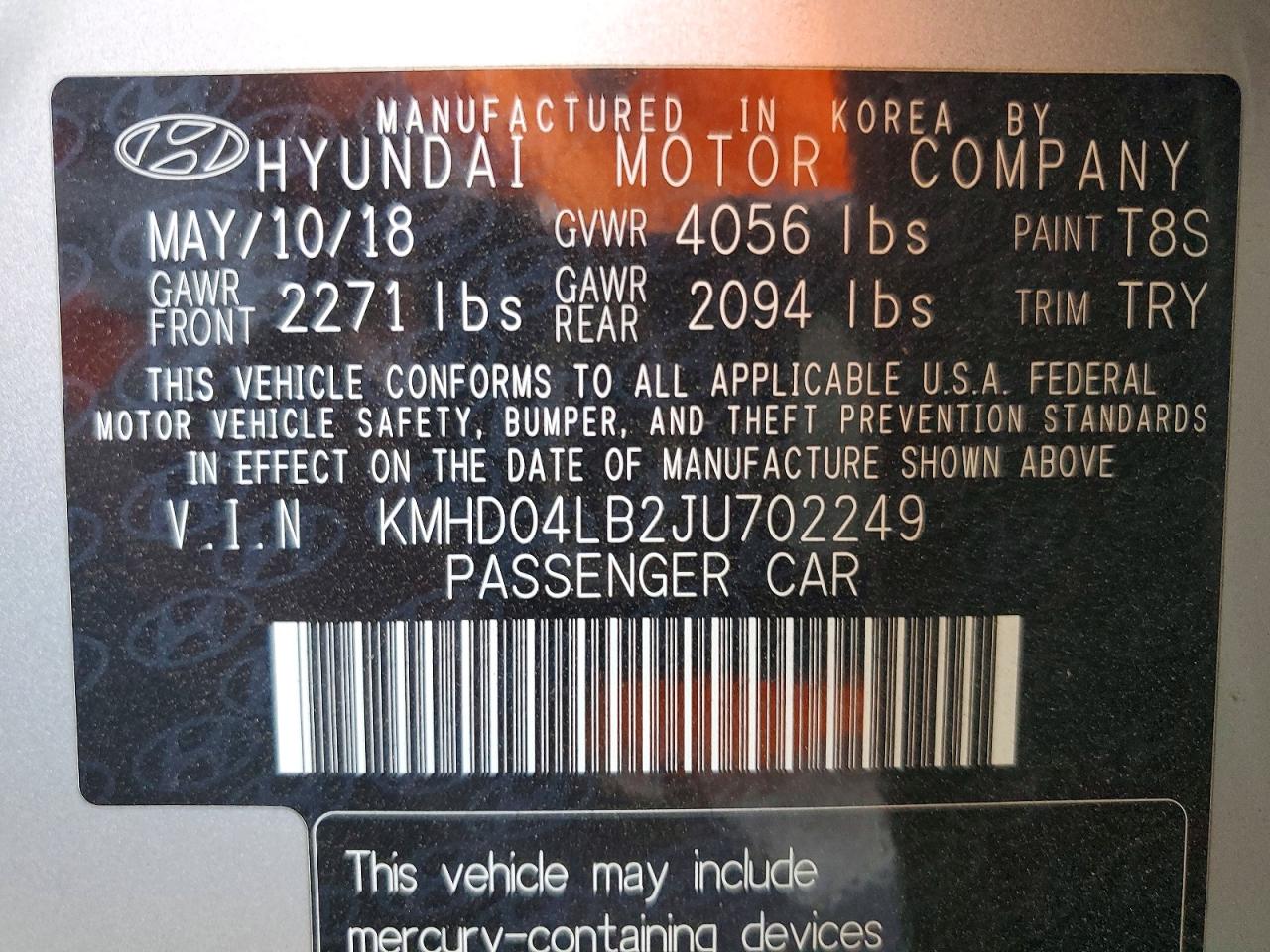 2018 HYUNDAI ELANTRA
