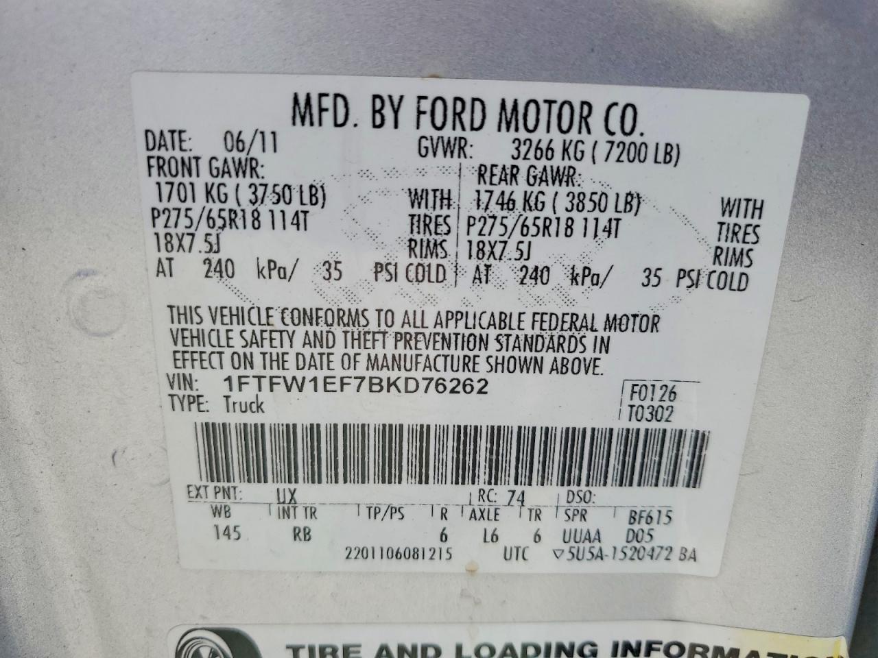 2011 FORD F150