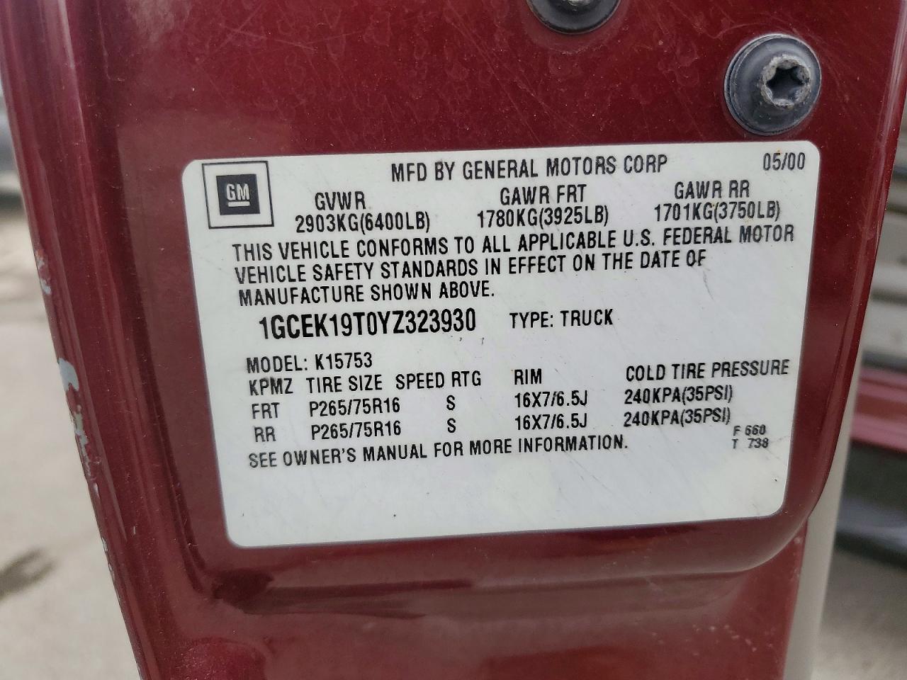 2000 CHEVROLET SILVERADO