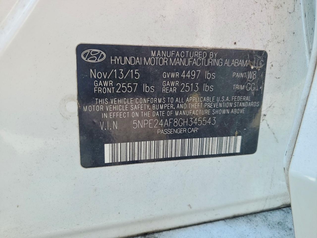 2016 HYUNDAI SONATA
