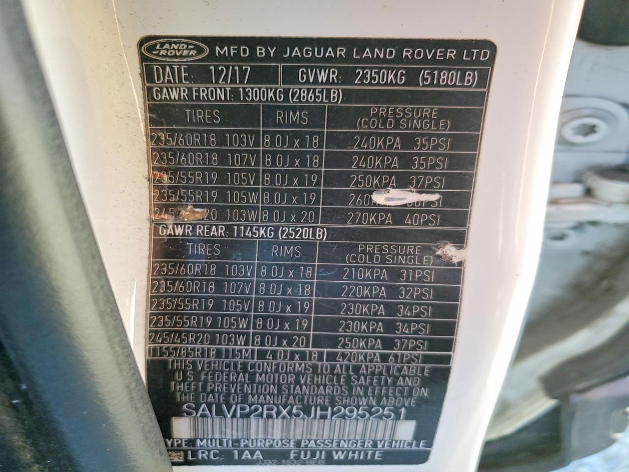 2018 LAND ROVER RANGEROVER