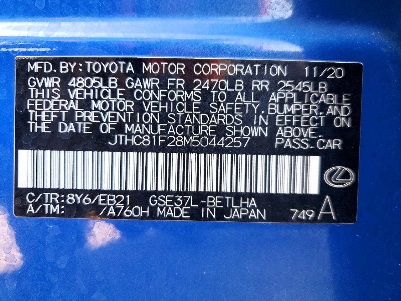 2021 LEXUS IS