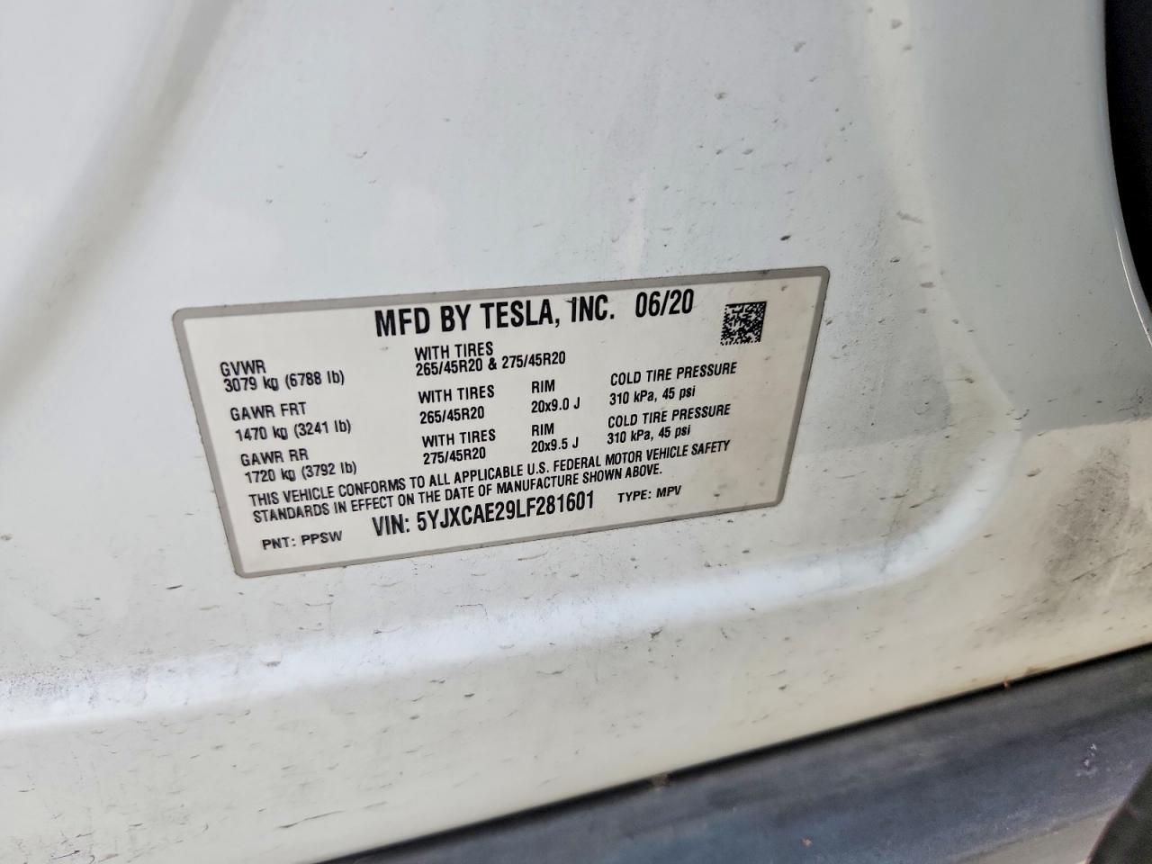2020 TESLA MODEL X