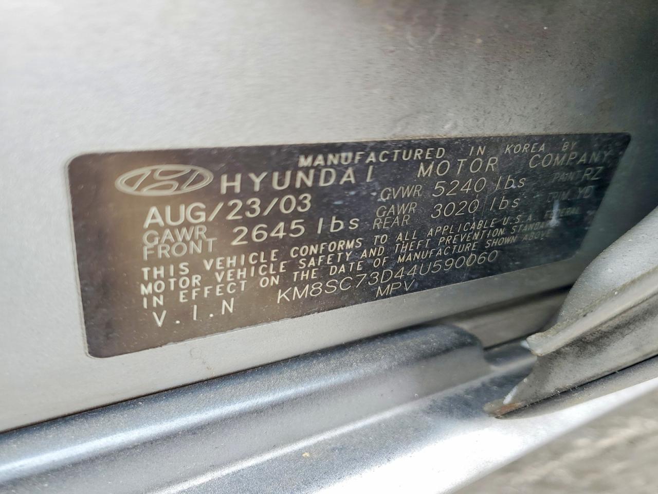 2004 HYUNDAI SANTA FE