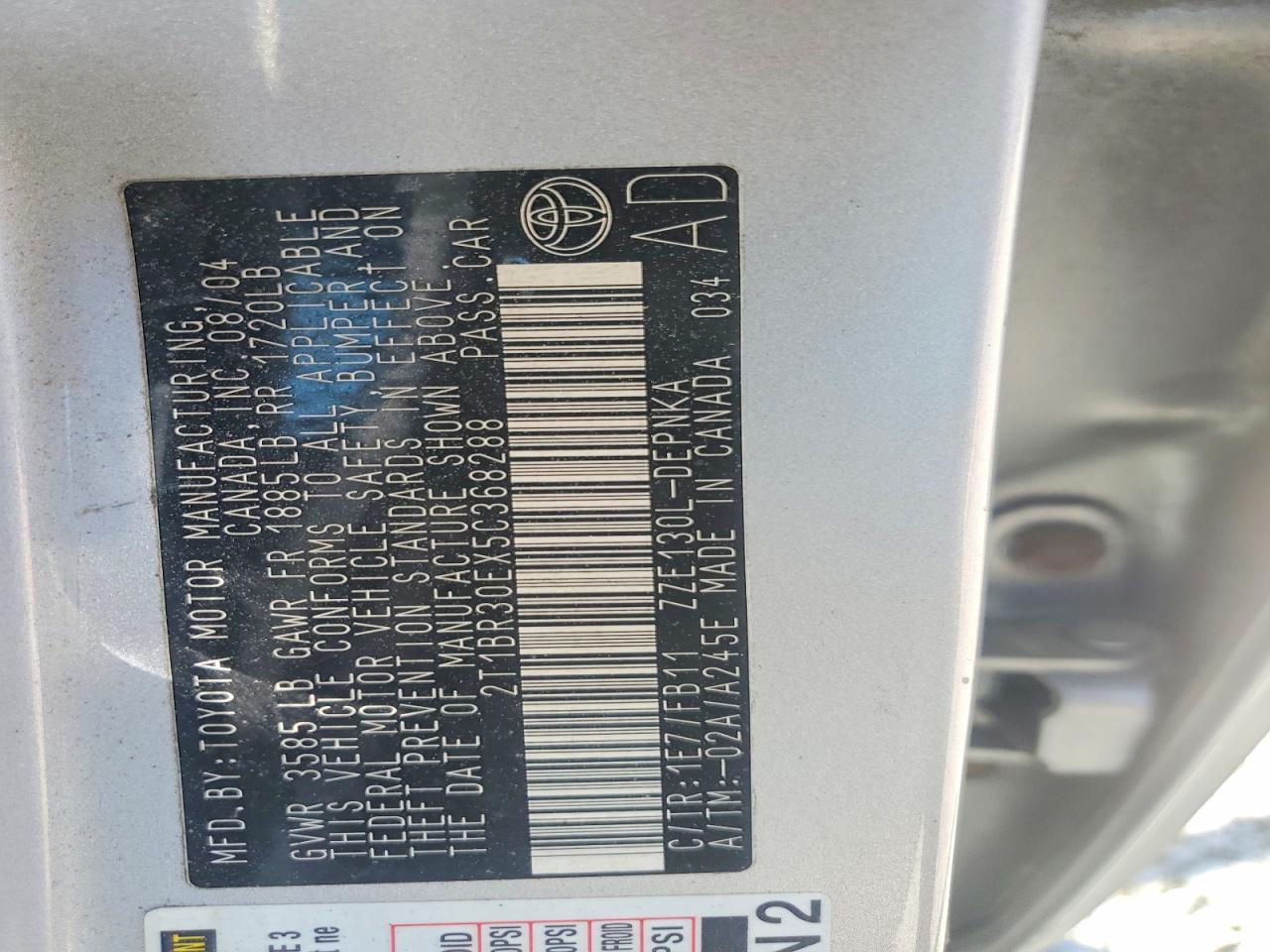 2005 TOYOTA COROLLA