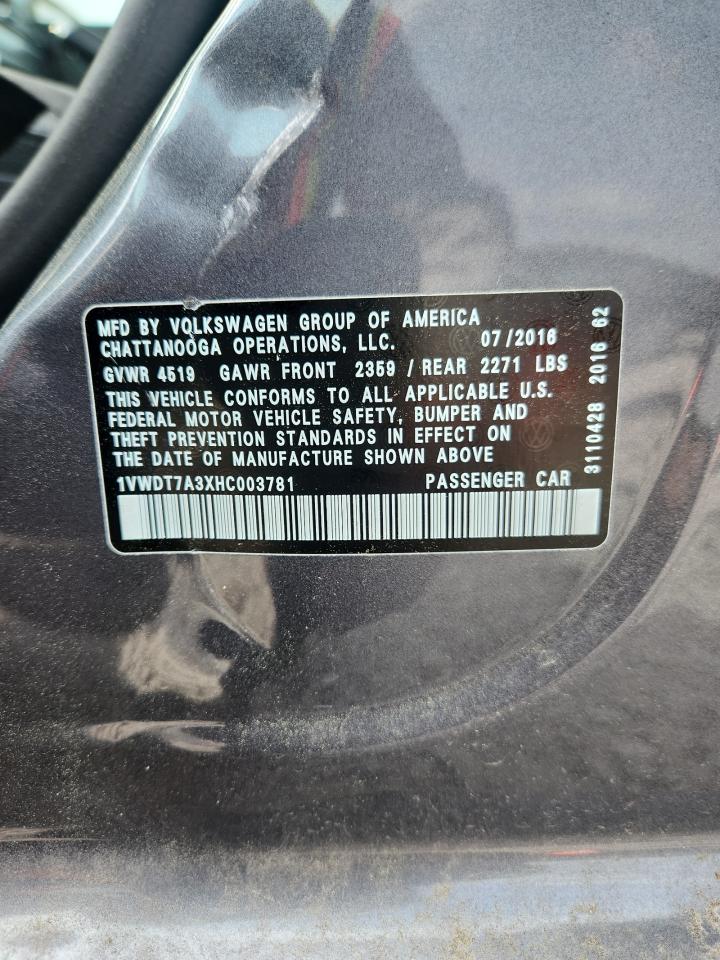 2017 VOLKSWAGEN PASSAT