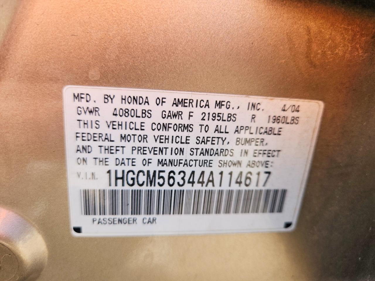 2004 HONDA ACCORD