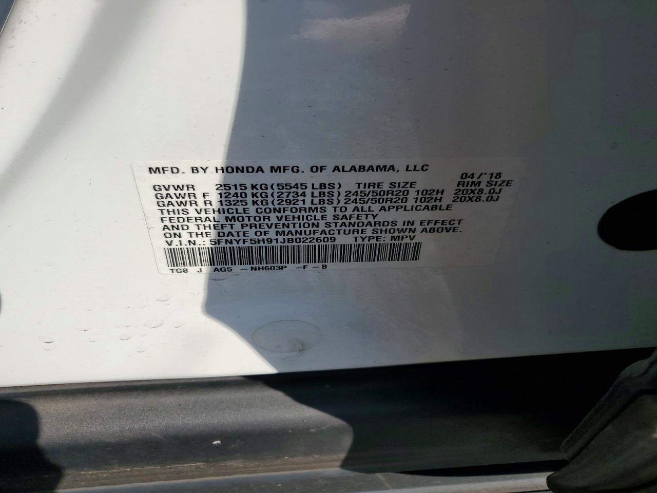 2018 HONDA PILOT