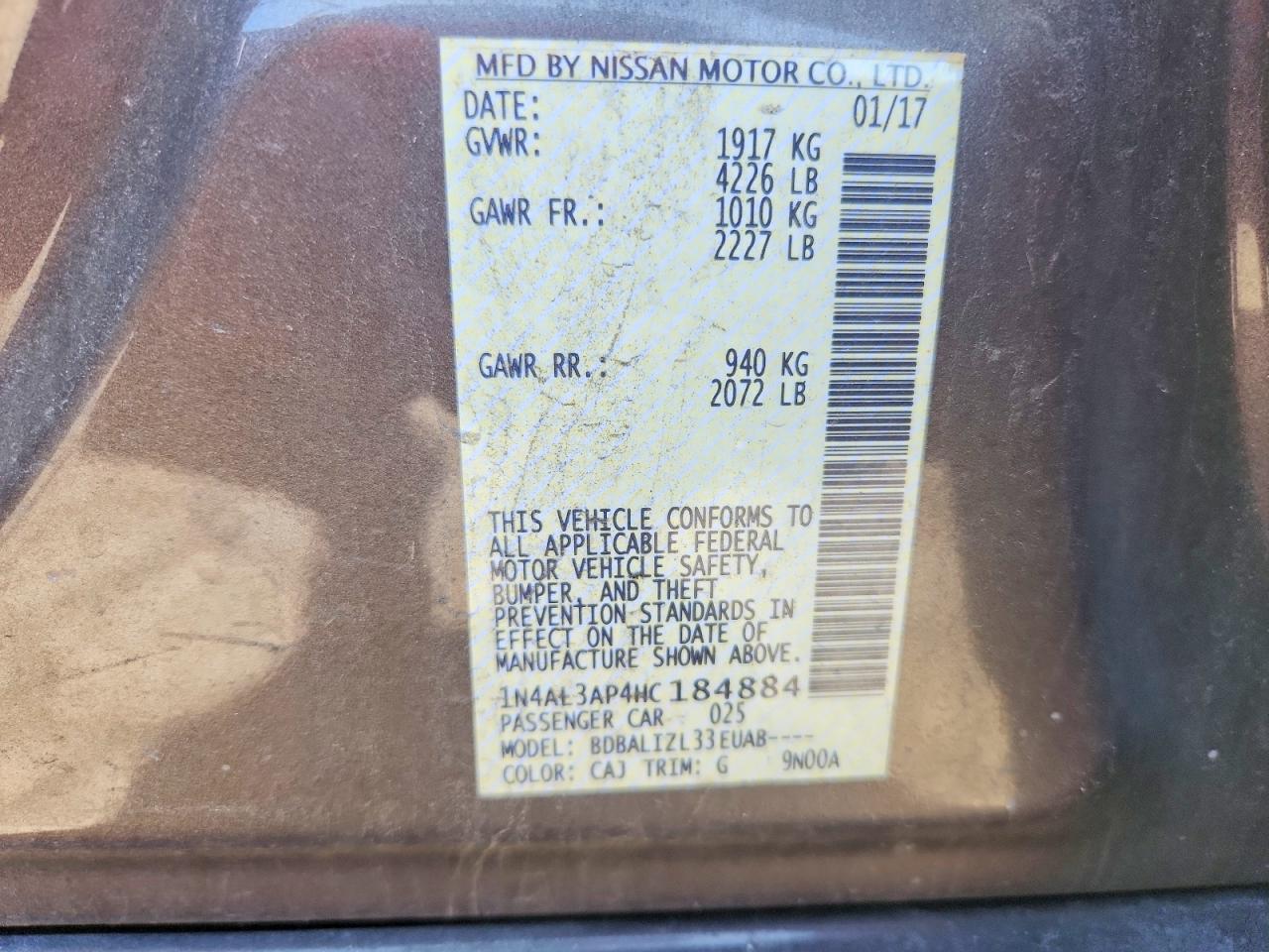 2017 NISSAN ALTIMA