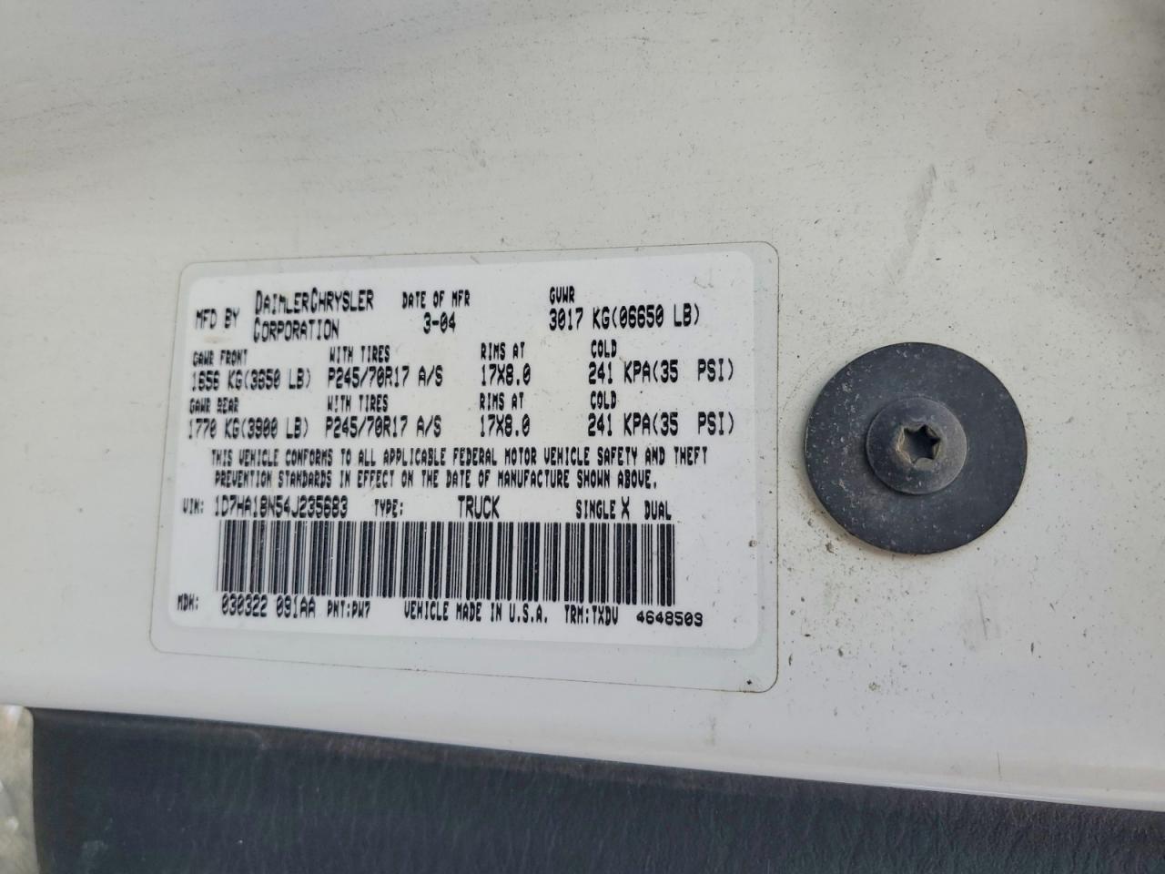 2004 DODGE RAM 1500