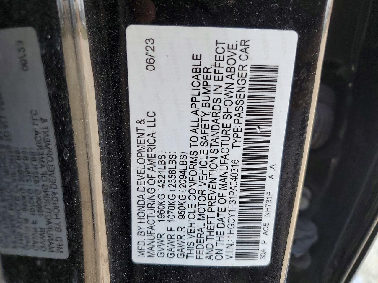 2023 HONDA ACCORD