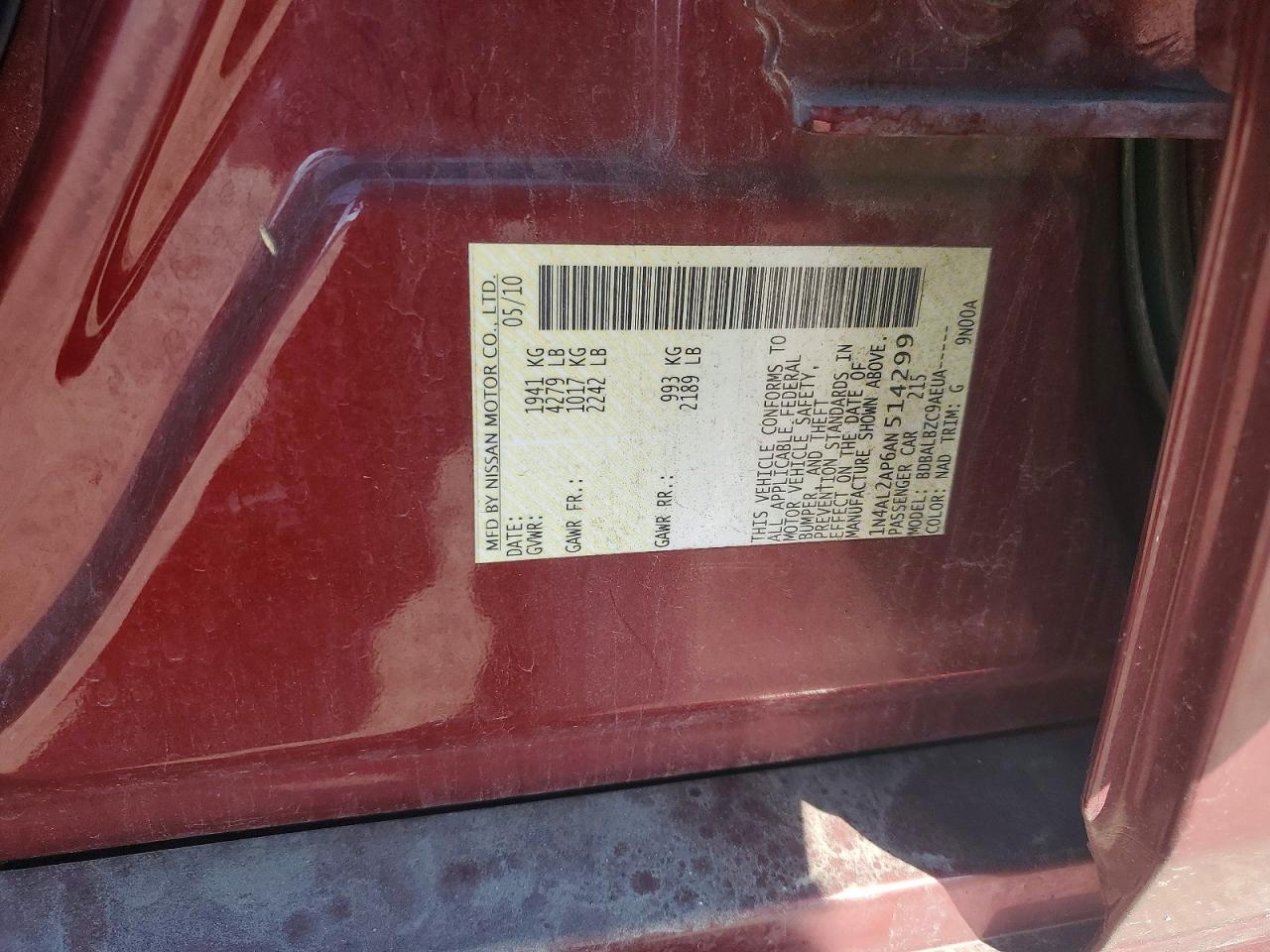 2010 NISSAN ALTIMA