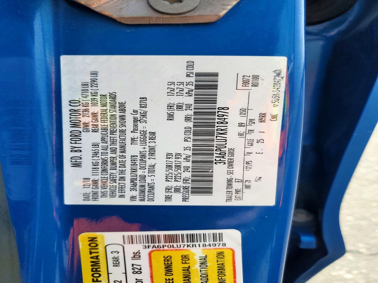 2019 FORD FUSION