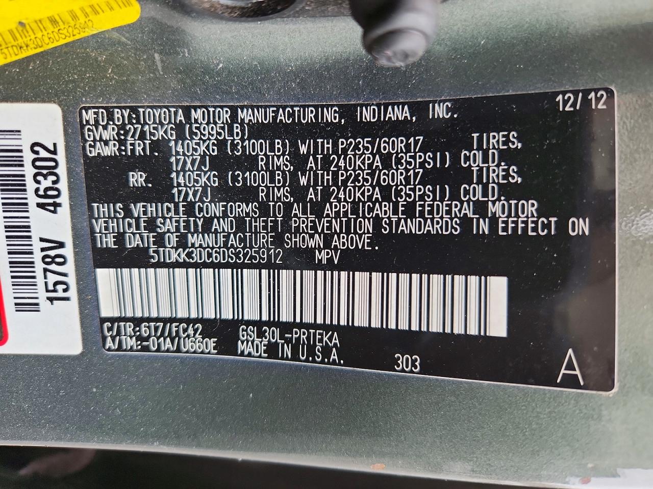 2013 TOYOTA SIENNA