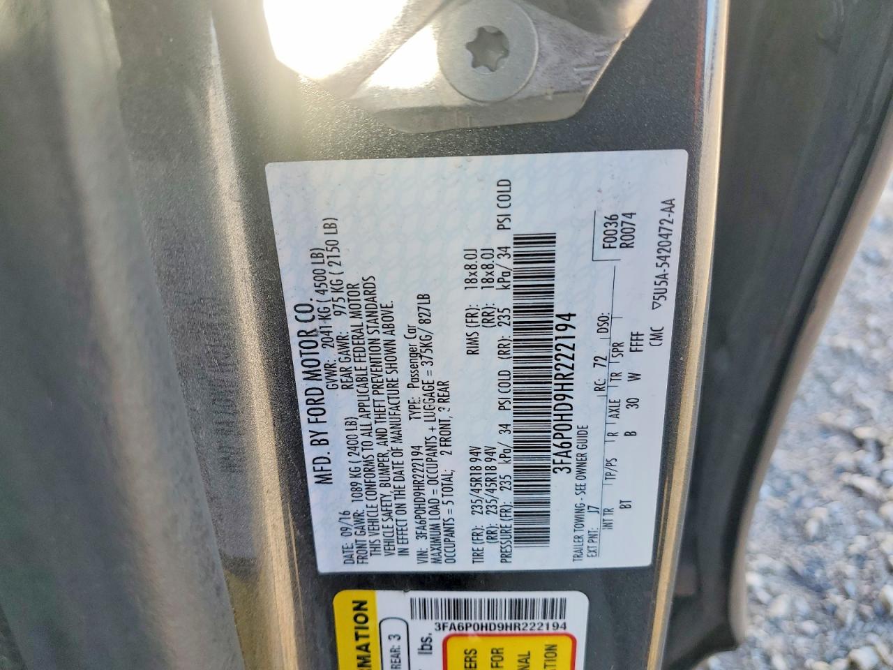 2017 FORD FUSION