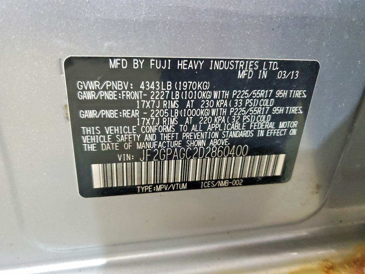 2013 SUBARU XV