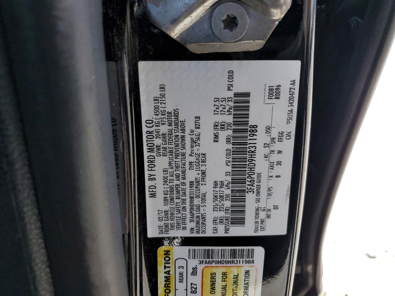 2017 FORD FUSION