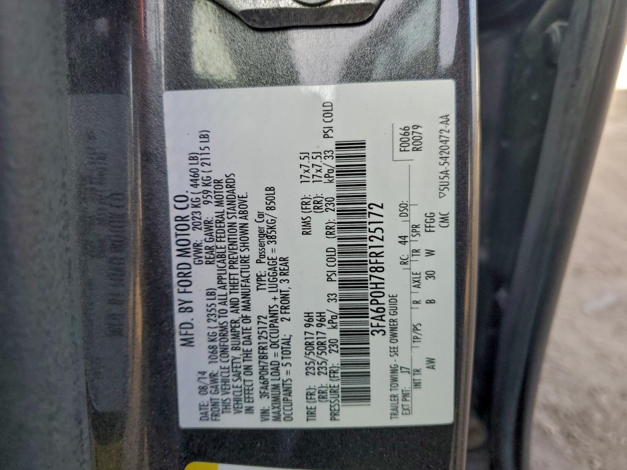 2015 FORD FUSION