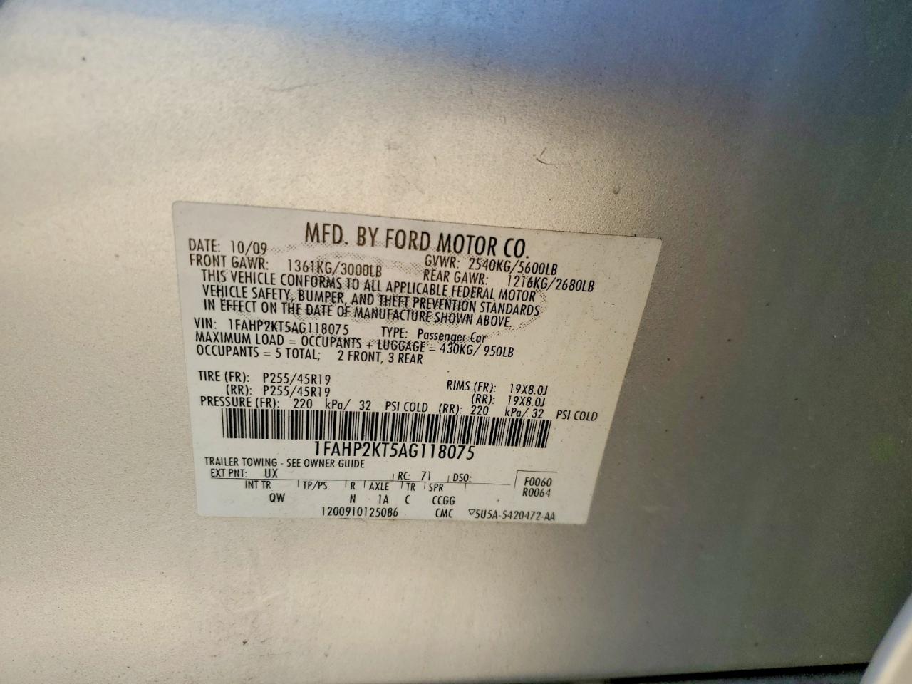 2010 FORD TAURUS