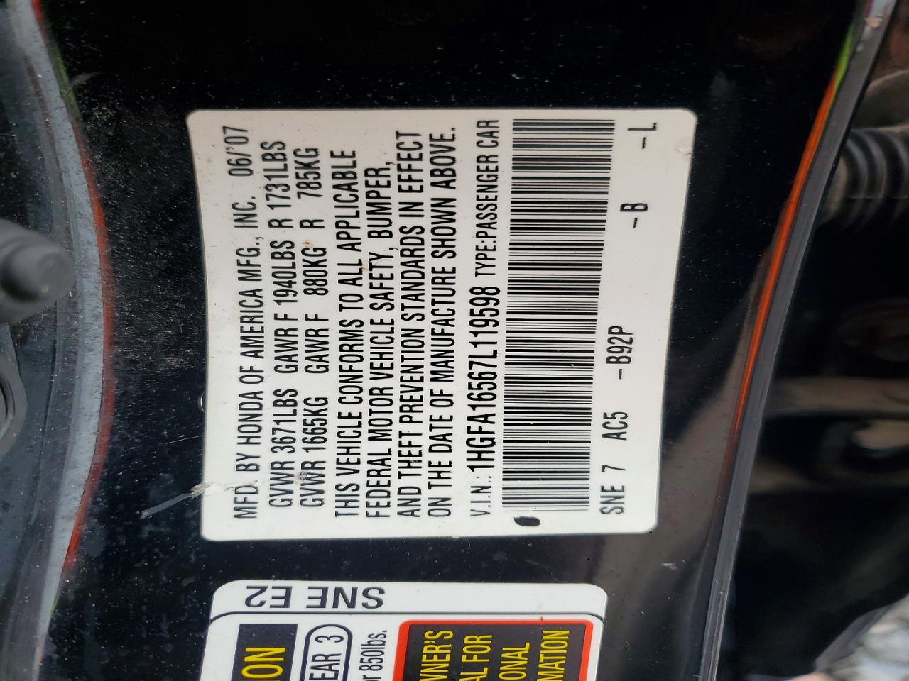 2007 HONDA CIVIC