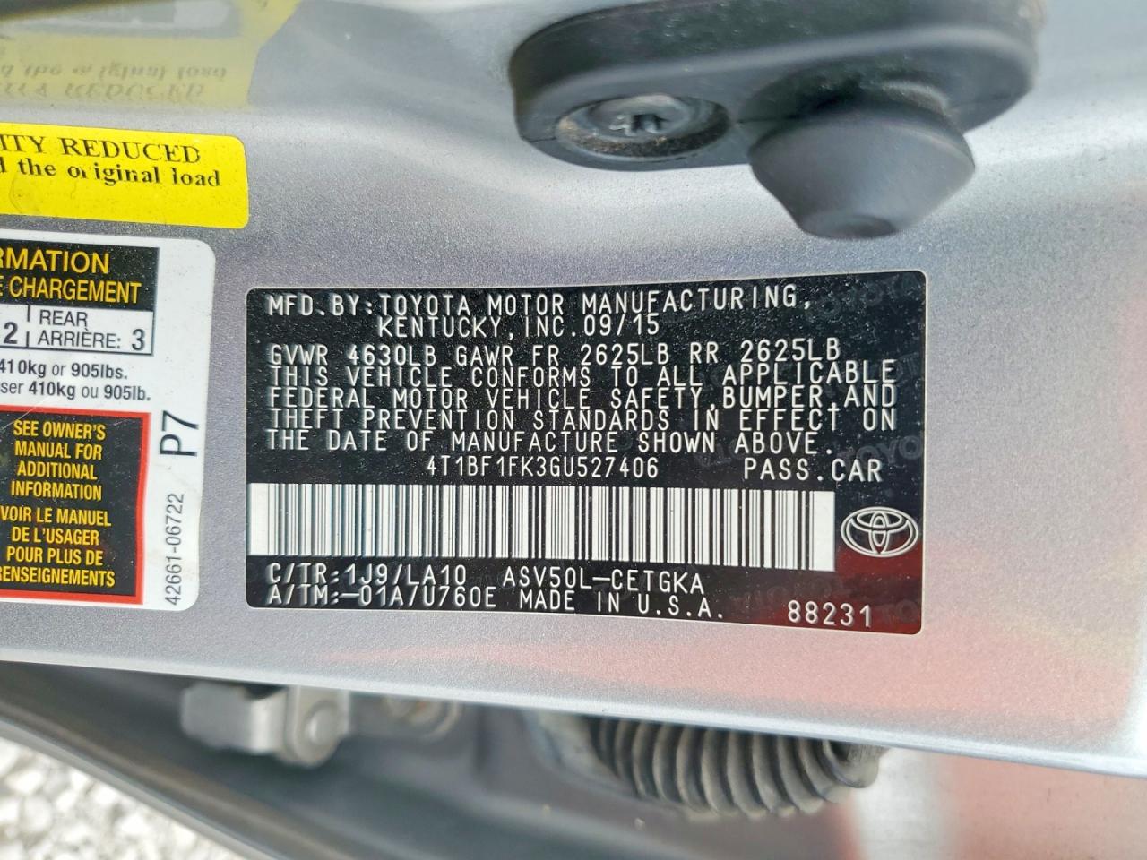 2016 TOYOTA CAMRY