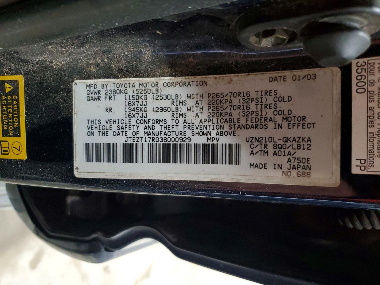 2003 TOYOTA 4RUNNER