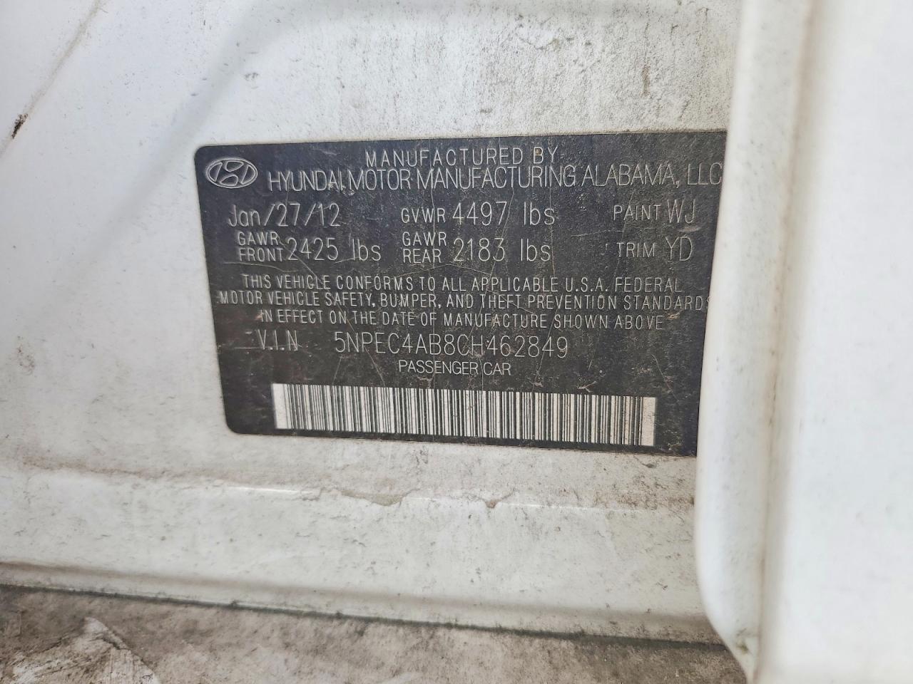 2012 HYUNDAI SONATA