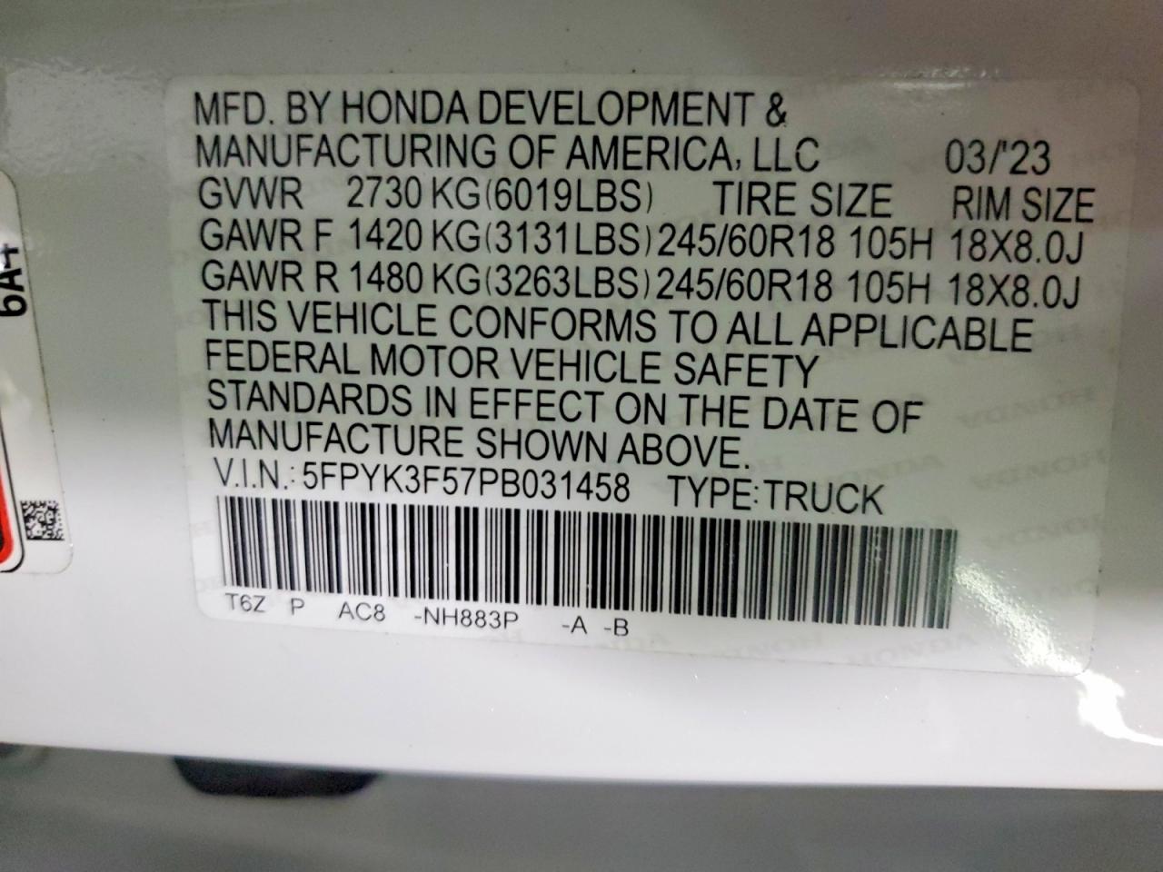 2023 HONDA RIDGELINE