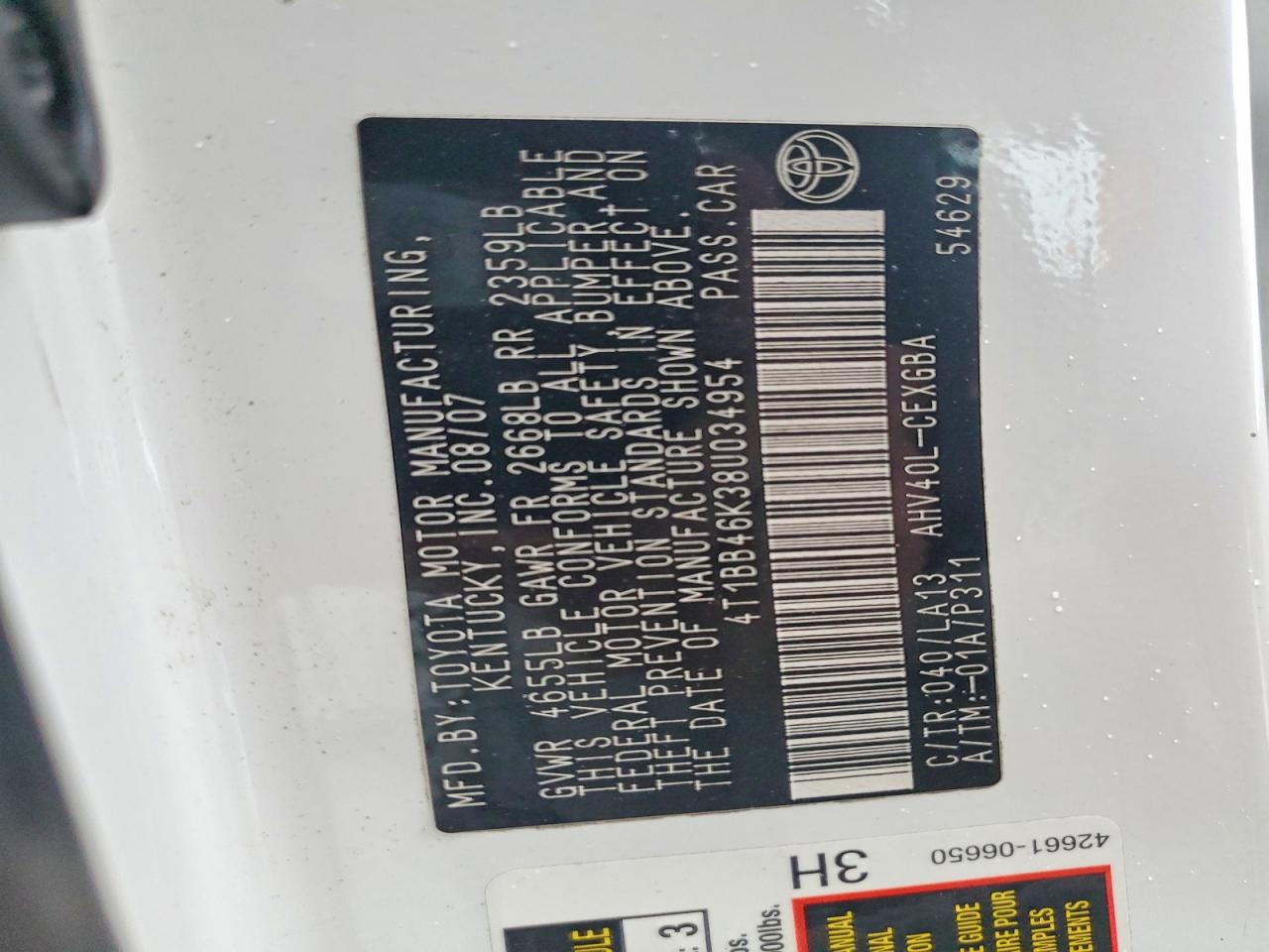 2008 TOYOTA CAMRY SOLA