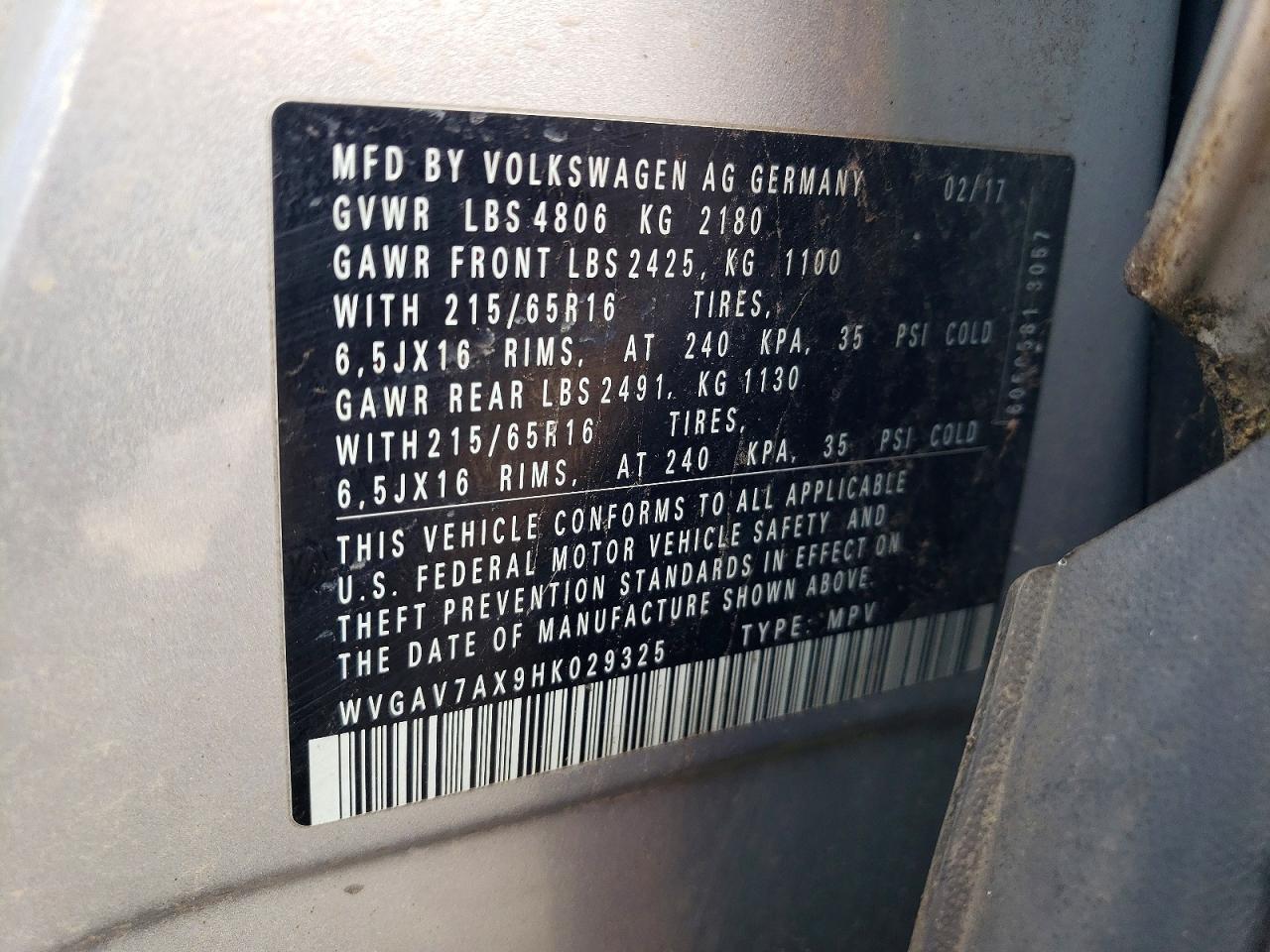2017 VOLKSWAGEN TIGUAN