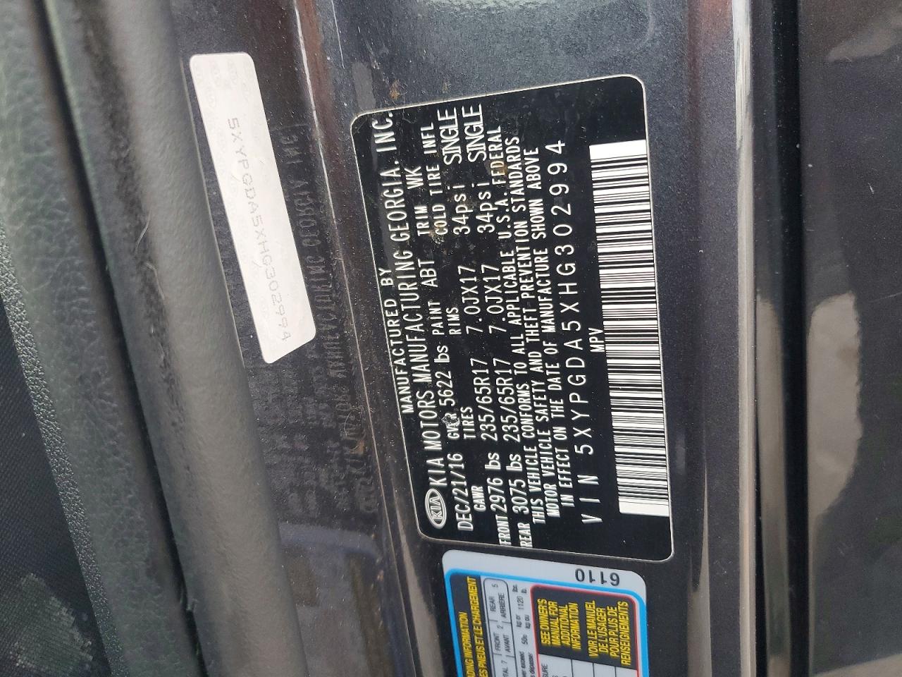 2017 KIA SORENTO