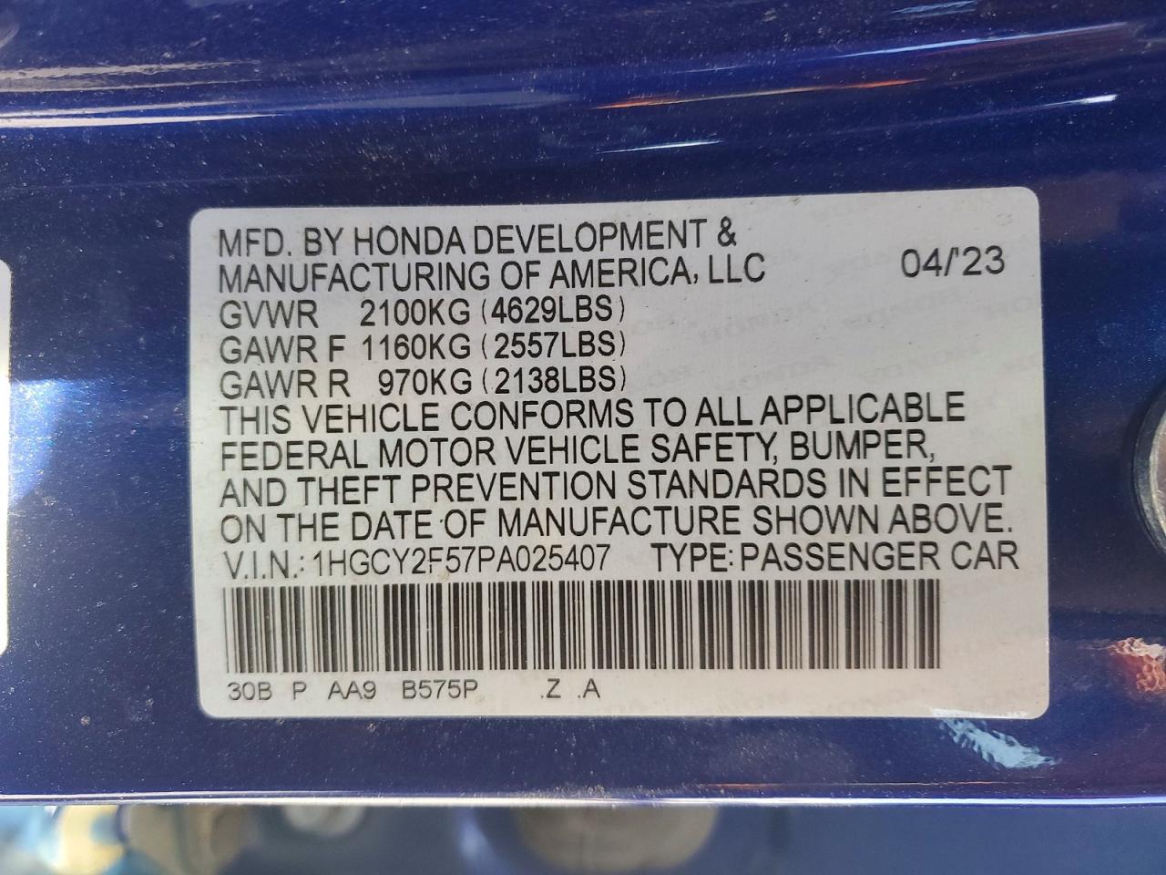 2023 HONDA ACCORD