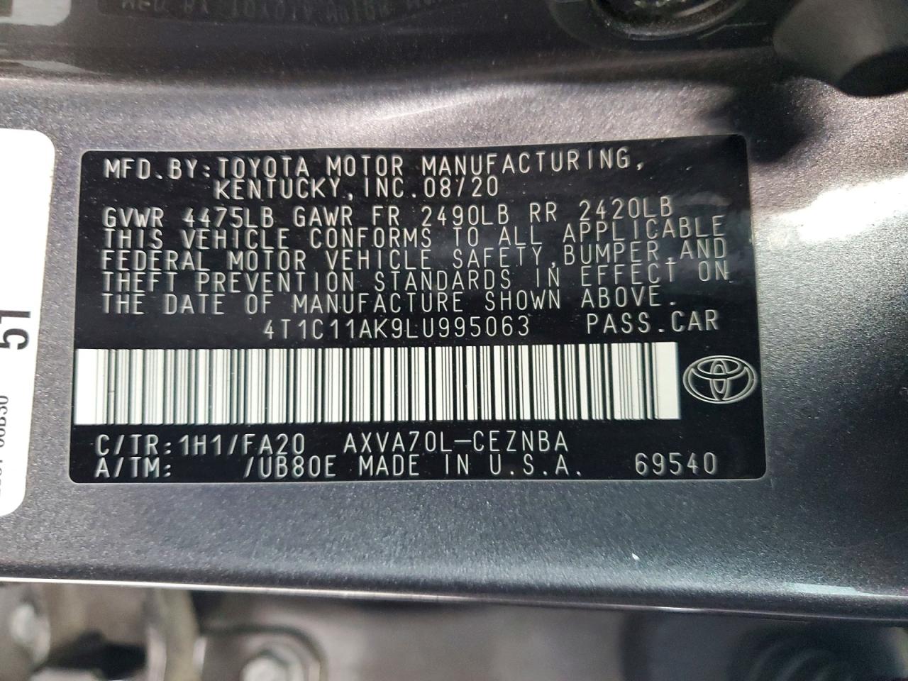 2020 TOYOTA CAMRY