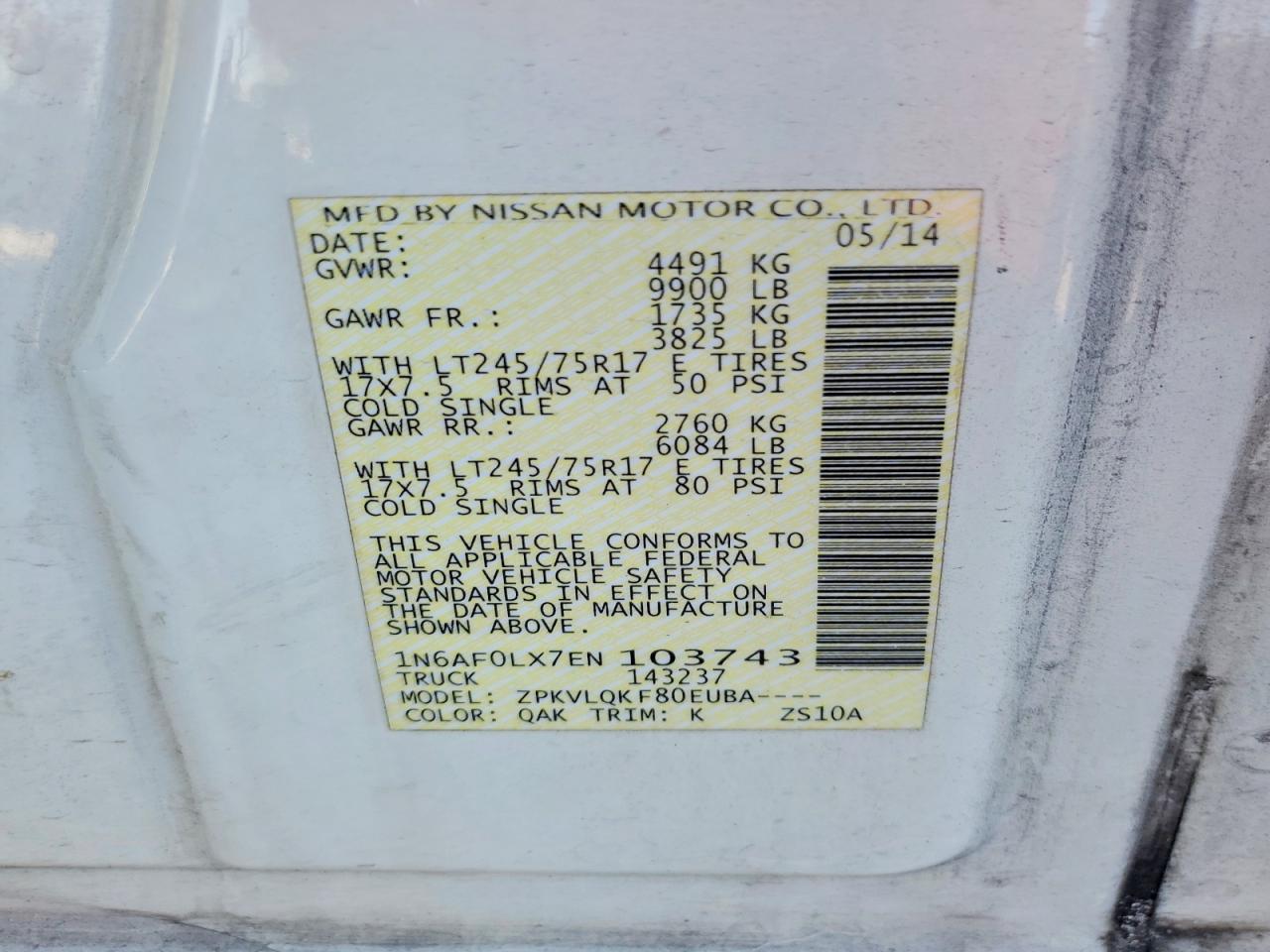 2014 NISSAN NV